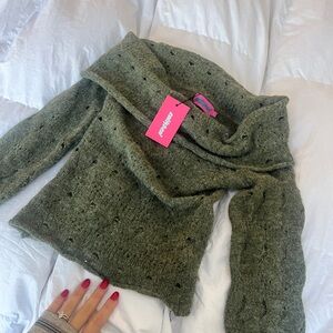 NWT Edikted Olive Off-Shoulder Sweater
